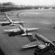 C-47s lined up on the tarmac at Tempelhof Airport during the Berlin Airlift in 1948